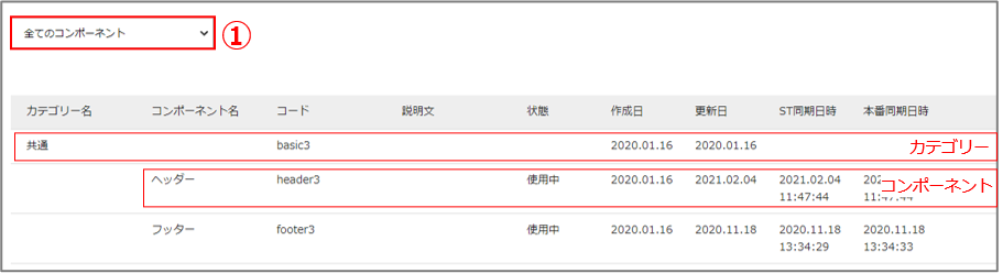 コンポーネント（一覧）１